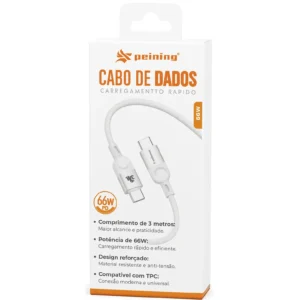 Cabo Reforçado 3m Universal USB-C Lightning Carregamento Rápido