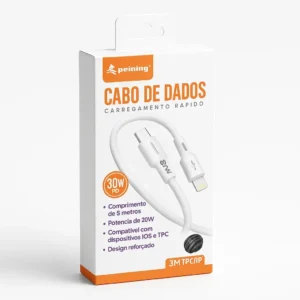 Cabo Reforçado 3m Universal USB-C Lightning Carregamento Rápido