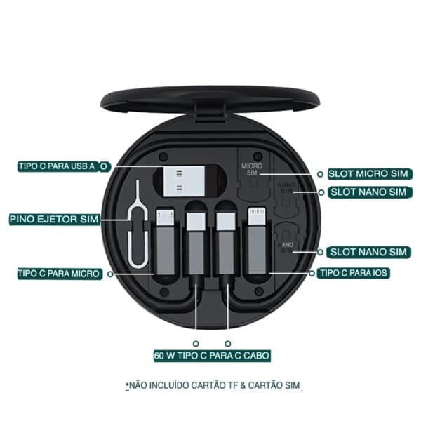 Kit Adaptador 6x1 + Suporte Celular Universal Ajustável
