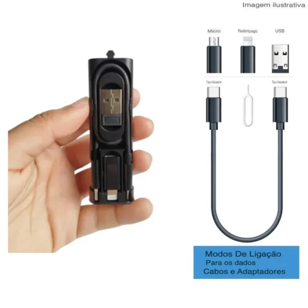 Kit Adaptador 5x1 USB-C Lightning Micro-USB 60W com Case