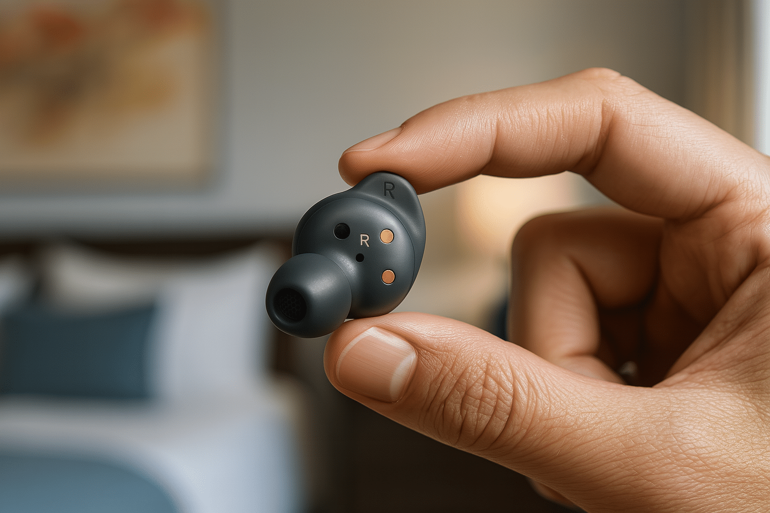 Fones intra-auriculares mostrando diferentes tipos de ponteiras