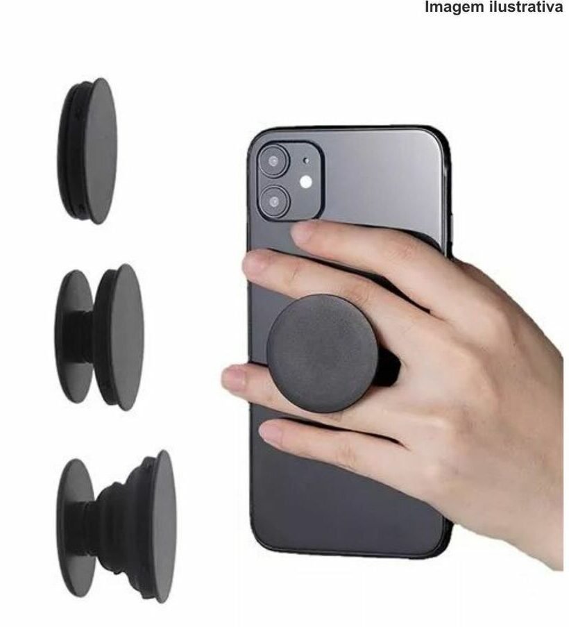 Suporte de Dedo para Celular Preto | Segurança Anti-Queda